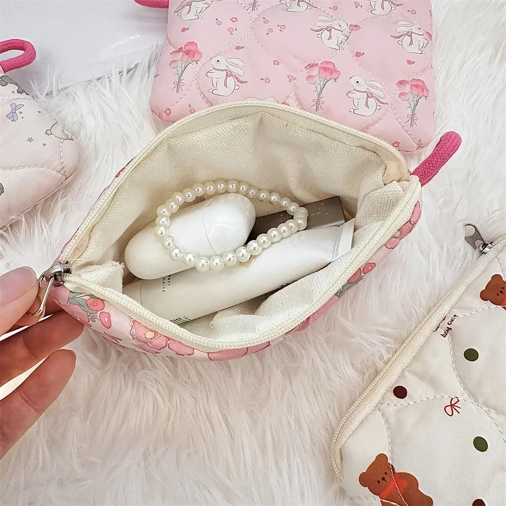 Coin Purse Coin Wallet Change Bag Cartoon Quilted Cotton Makeup Bag Key Earphones Storage Bag Girl's Clutch Small Cute Wallet Coin Pouch Mini Purse