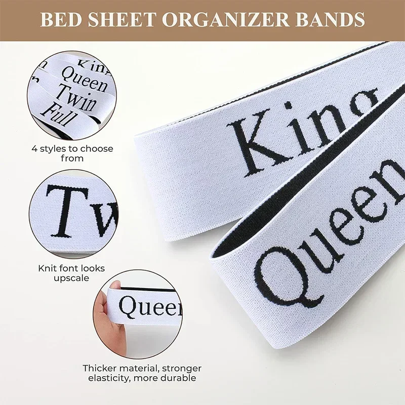 4Pcs Elastic Bedsheets Bands Bed Sheet Clothes Storage Organizer Sheet Closet Organization Labels Letter Sheet Straps