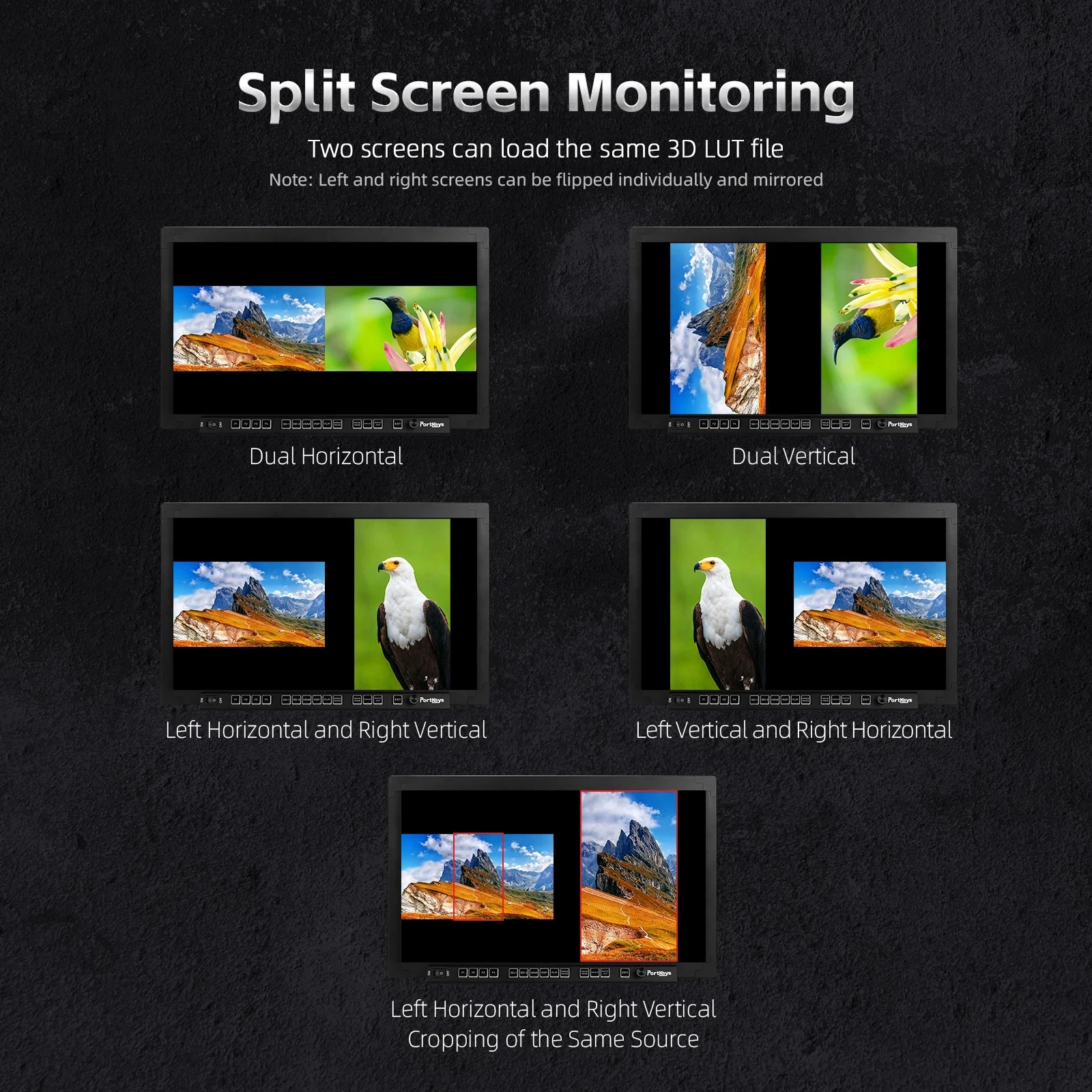 Portkeys MT22DS 21.5 Inch Dual Screen Multi-camera Broadcast Production Monitor Support HDMI 3G-SDI Wireless Video Transmission