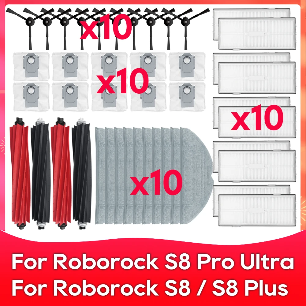 Aspiradora Robot Roborock S8 / S8 PLUS / S8 Pro Ultra/G20, cepillo lateral  principal, filtro Hepa, mopa, paños, bolsa de polvo, pieza de repuesto -  AliExpress