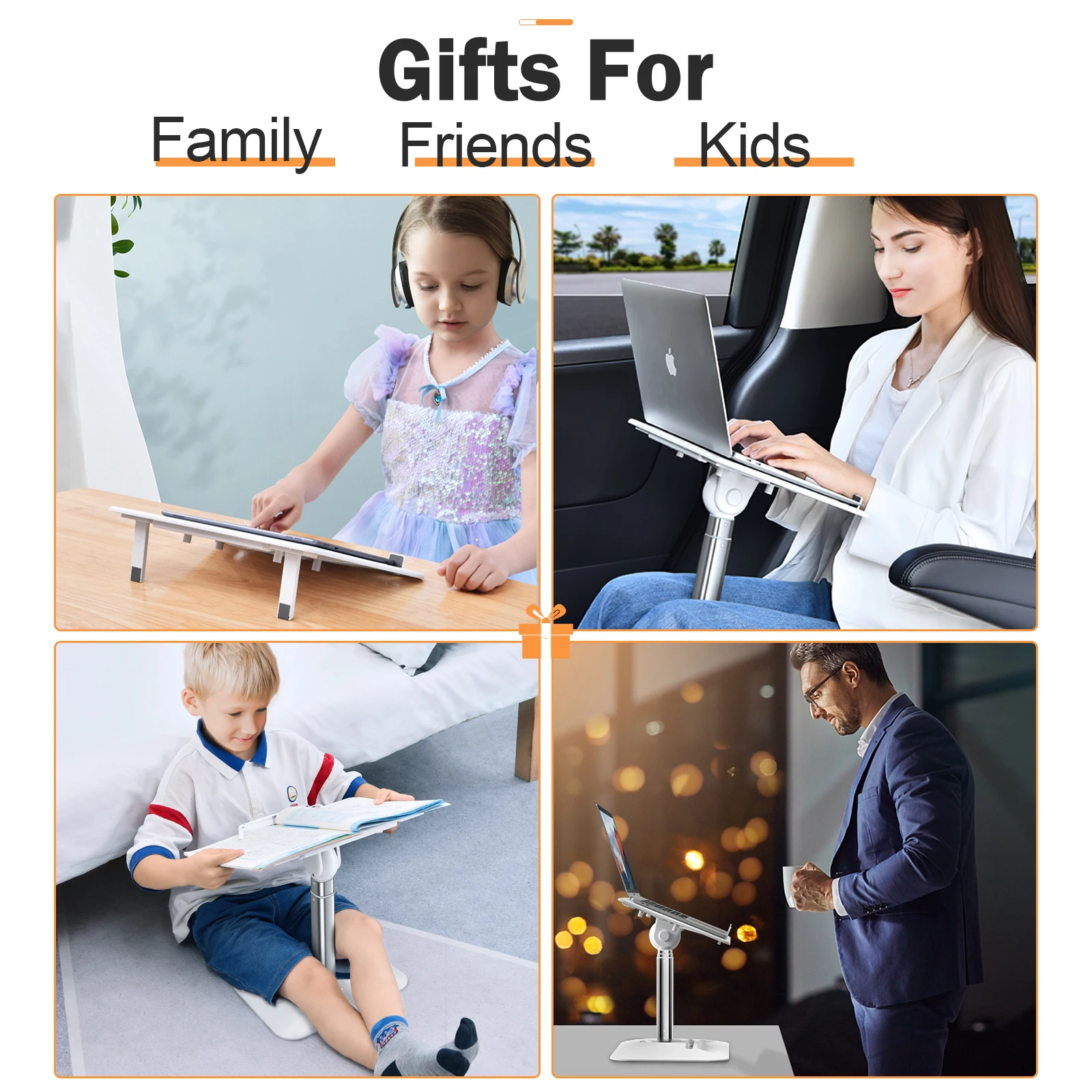 Eary Portable Laptop Stand for Desktop Height Angle Adjustable Holder for Notebook Floor Book Desk Gifts for Kids Girls Students