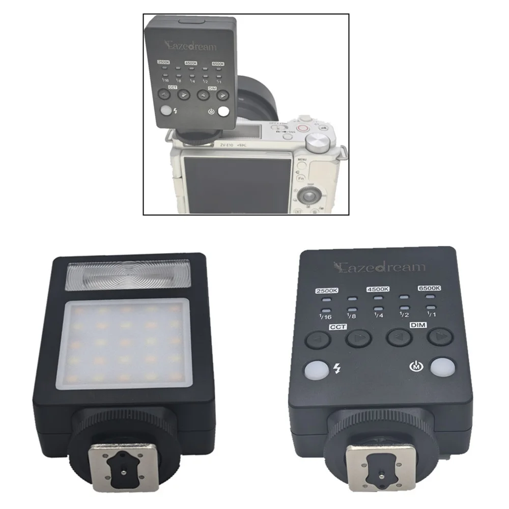 Mini 2in1 LED Fill Light + Speedlite + Phone Remote Flash Bi-Color Adjustable 2500-6500K For Most Canon Nikon Sony Fuji Camera