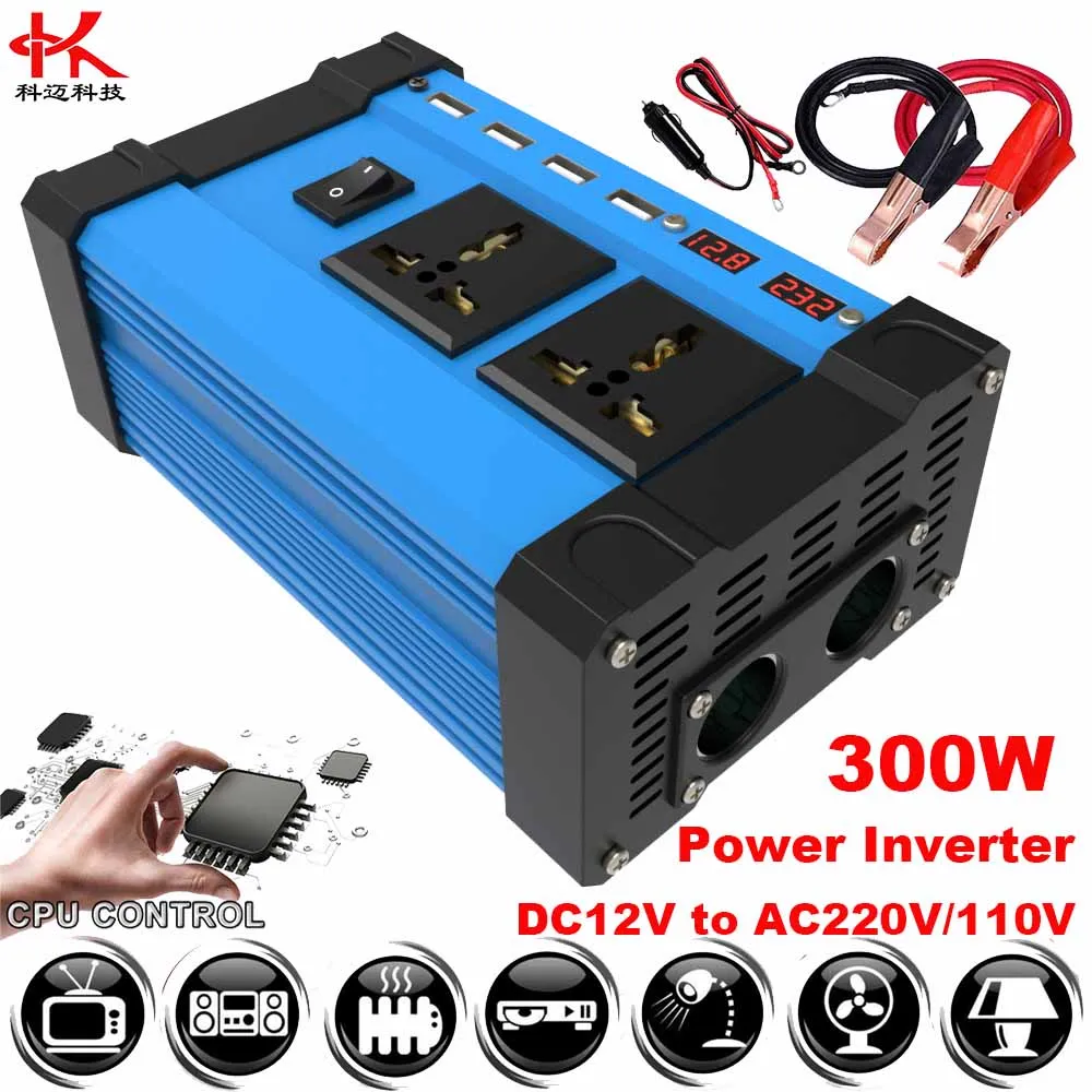 300W Car Power Inverter 12 v 110 220 DC to AC Solar Inversor Converter 12v 110v 220V Transformer Charge KX |