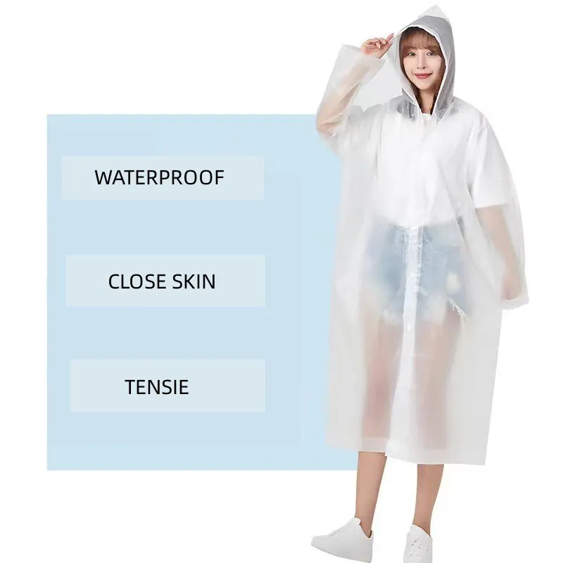 1PC Fashion Raincoat Jacket Men And Women Thickened Adult Portable Waterproof Outdoor Travel One Piece Non Disposable Eva Poncho waterproof raincoat