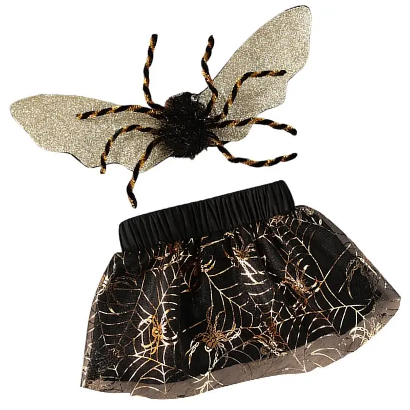 Dog Spider Costume Halloween Spider Web Gauze Skirt Lightweight Gothic Dog Apparel Funny Pet Costume With Wings For Cats Small