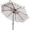 Outdoor Garden Parasol Collection Venice Navy and White Single Scallop 9Ft Crank Outdoor Push Button Tilt Umbrella Canopy 3
