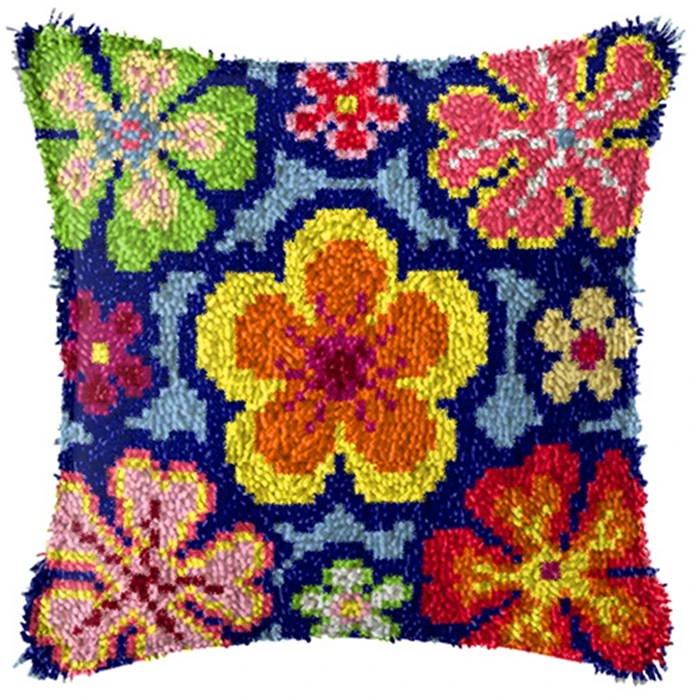 Description Picture 3 of itemPlant Series 3D Segment Embroidery Pillow Flowers Grass Coarse Wool Cross Stitch Latch Hook Pillow DIY Embroidery Latch Hook Kit