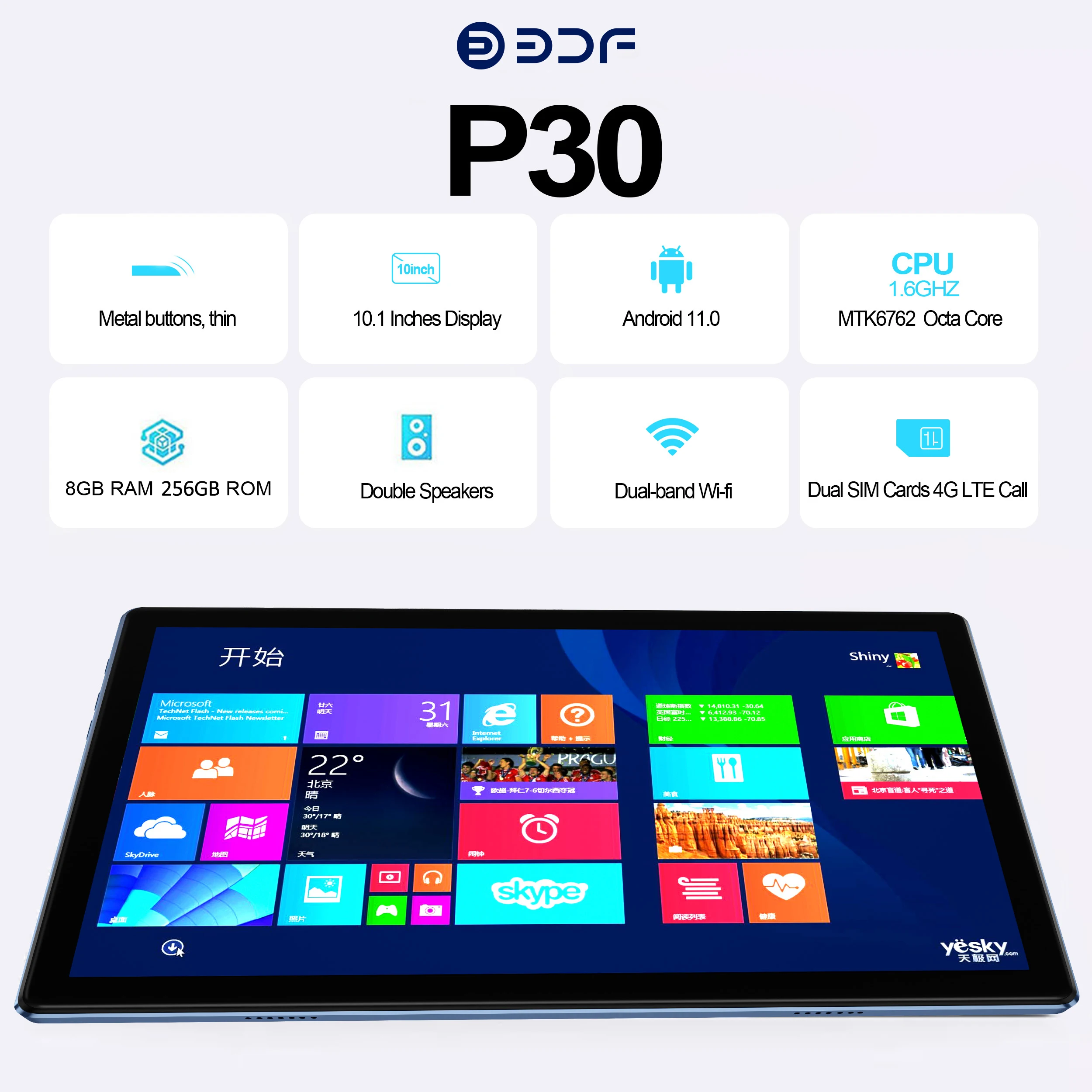 BDF P30 Pro 10.1 Inch Octa Core Tablet - 8GB RAM, 256GB ROM, Android 11.0, IPS Display, 4G Network, Dual SIM, WiFi, GPS Description Image.This Product Can Be Found With The Tag Names Computer Office, Tablet, Tablets