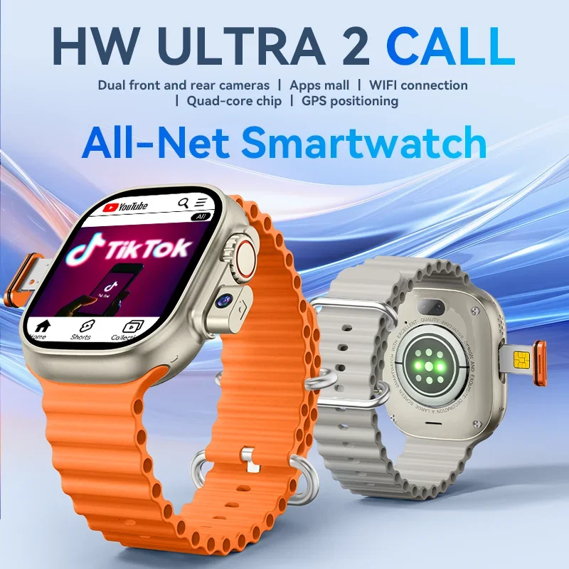 

2024 Smart Watch 2.02 Inch Front and Rear Camera nano SIM Card Slot Network NFC Wifi GPS Video Game Store Ultra 4G Android Smart