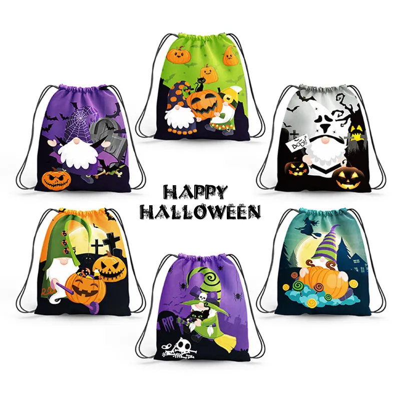 Halloween Drawstring Bags, 6 Pieces Halloween Bags, Drawstring Backpack