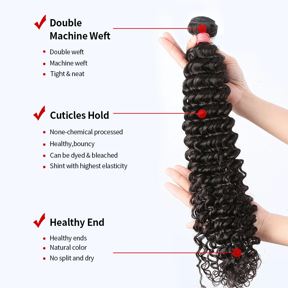 Deep Wave Human Hair Bundles Curly Hair Brazilian Weaving 28 30 40 42 Inch Natural Human Water Wave Extensions 3 4 5 Bundle