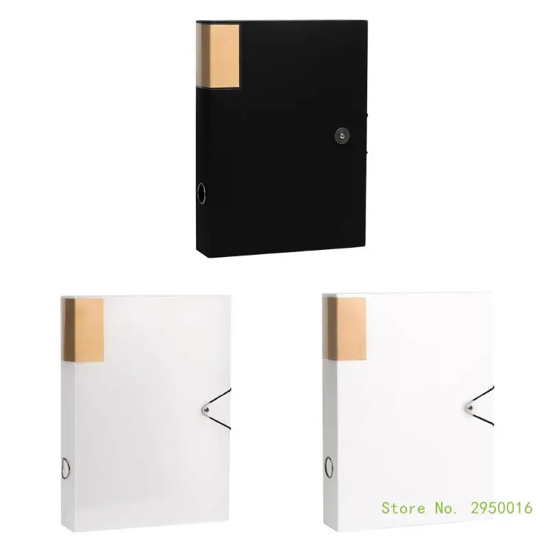 File Folder Organizer Plastic Storage File Box Archives Case Document Storage Box Elastic String Lock for School Office