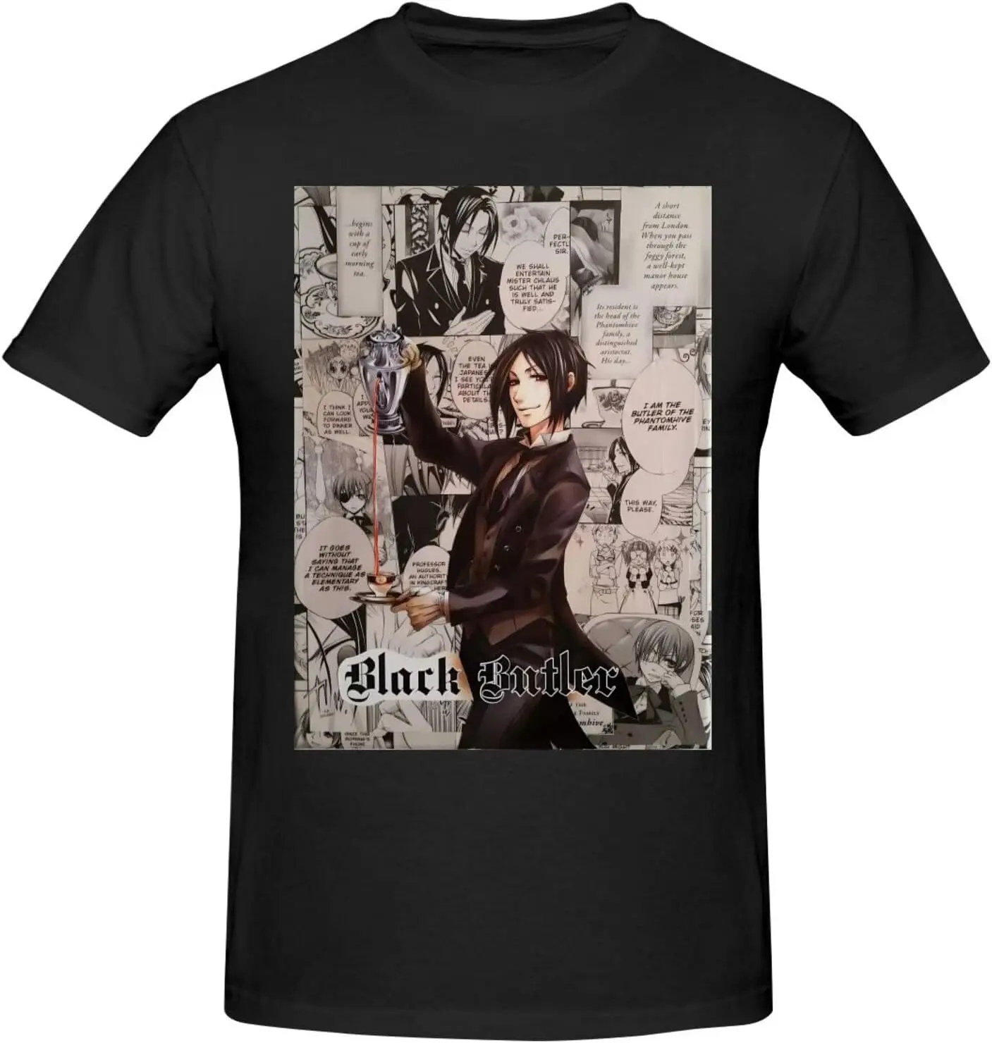 

Black Anime Butler Shirt Men's Fashion Personalised Crew Neck Short Sleeve T Shirt Black