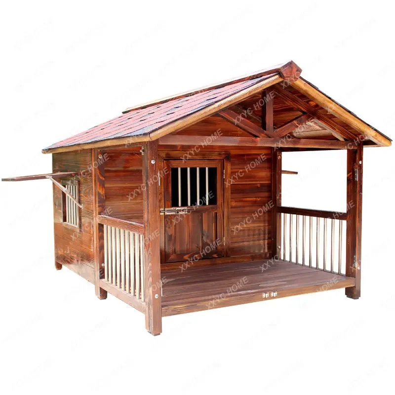 

Solid Wood Outdoor Dog House Removable and Washable Kennel Outdoor Dog Cage Dog Kennel Villa Rain-Proof Medium and Large Kennel