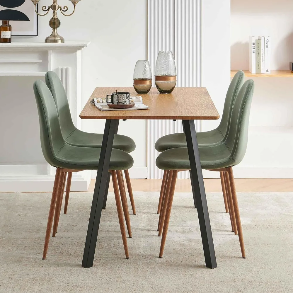 Velvet Dining Chairs Set of 4 - Modern Seating with Metal Legs for Living, Bedroom,Dining Room - Green Chairs for Dining Room 5