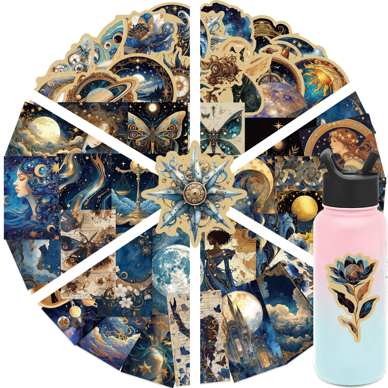 50pcs Retro Astronomy Universe Planets Stickers for Suitcase Phone Notebook Galaxy Moon Astrology Aesthetic Decals Sticker 6