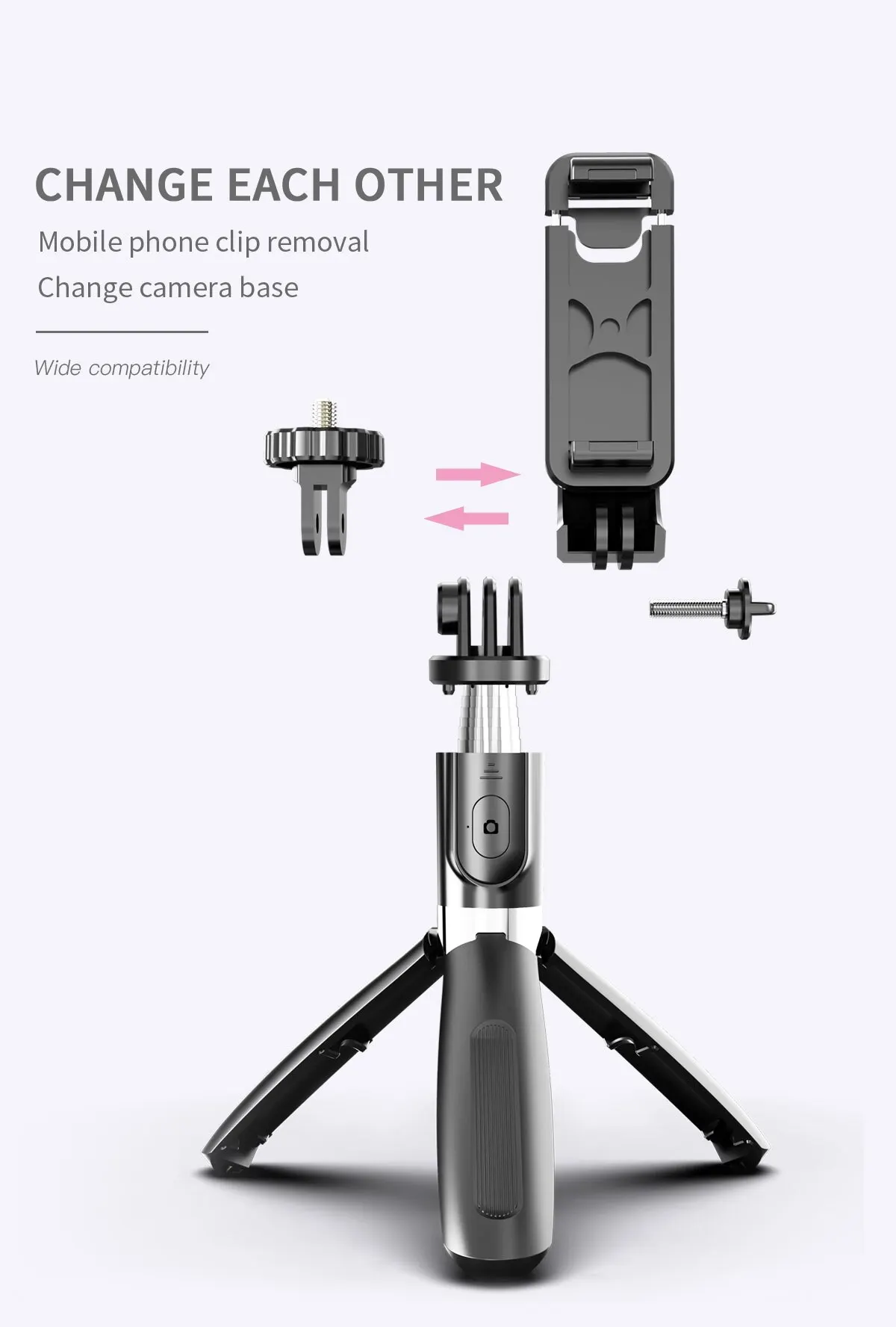 INRAM-L02 Wireless Bluetooth Selfie Stick with Mini Tripod Foldable Selfie Rod with Remote Control for Phone Action Camera Iphone Sports Camera Selfie Stick Selfie Stick Tripod Cell Phone Selfie Stick Smartphone Selfie Stick Selfie Stick Phone Selfie Tripod