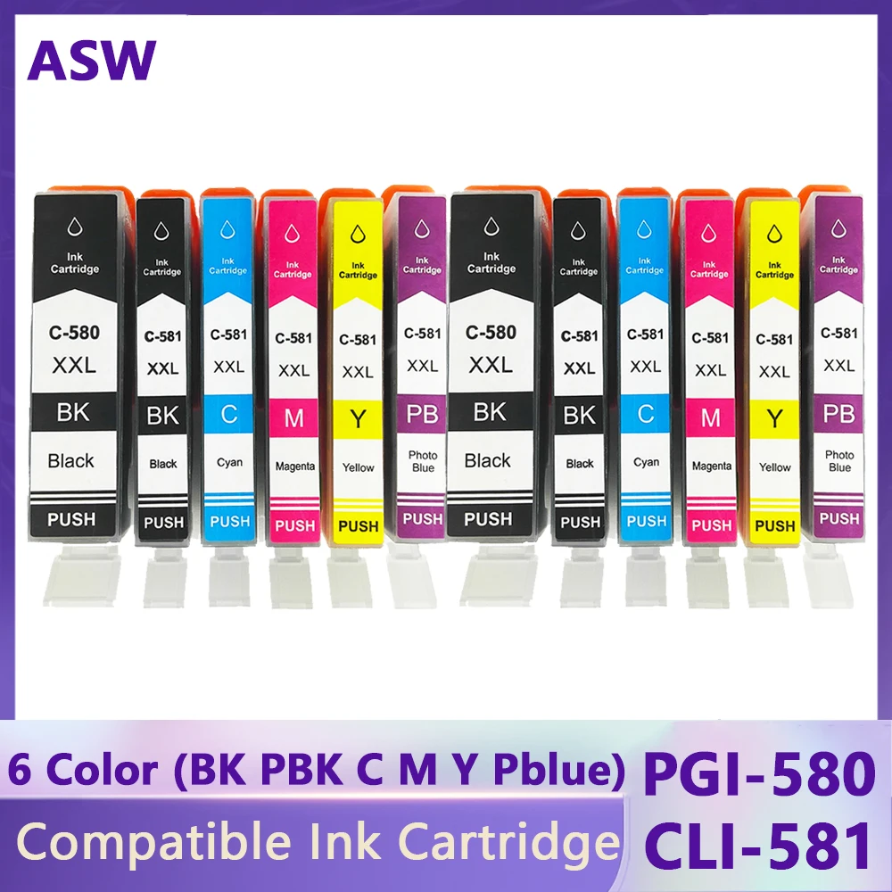 Compatible PGI-580 PGI 580 CLI 581 XXL ink cartridge for CANON PIXMATS705/TR7550/TR8550/TS6150/TS6151/TS6250/TS9551C