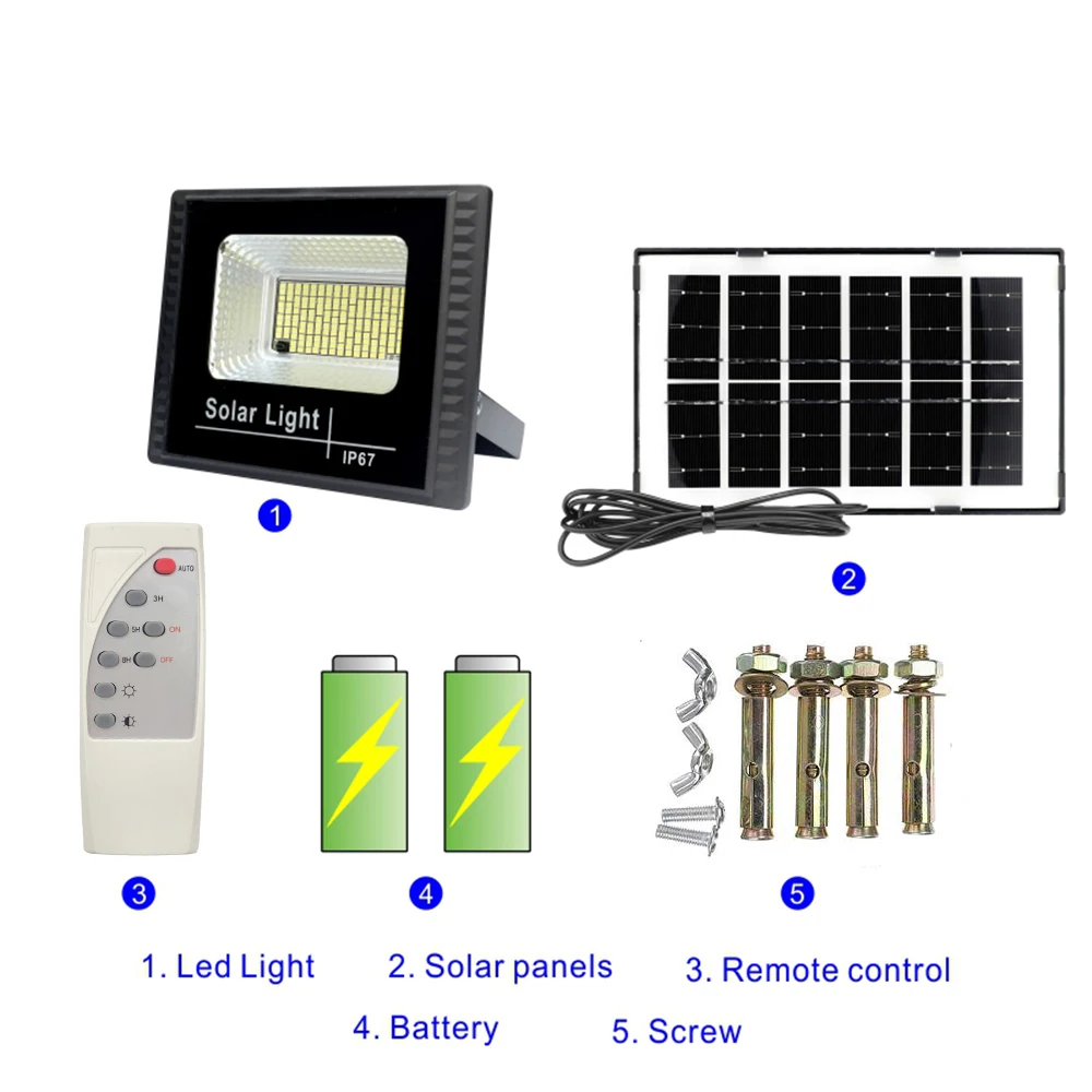 Solar floodlight 100W 200W ultra durable and bright indoor and outdoor courtyard lighting IP67 waterproof solar floodlight. 4