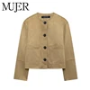 MUJER 2025 Suede Jacket Women Autumn Button Outerwears Long Sleeve Oversized Jackets for Women Streetwear Casual Overcoat Female