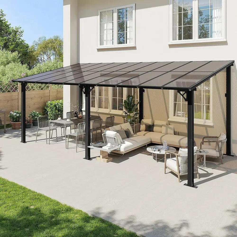 20' x 10' Patio Gazebo with Wall-Mounted Awnings for Backyard Decks 3