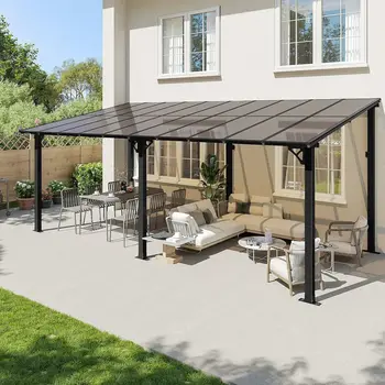 20' x 10' Patio Gazebo with Wall-Mounted Awnings for Backyard Decks 3