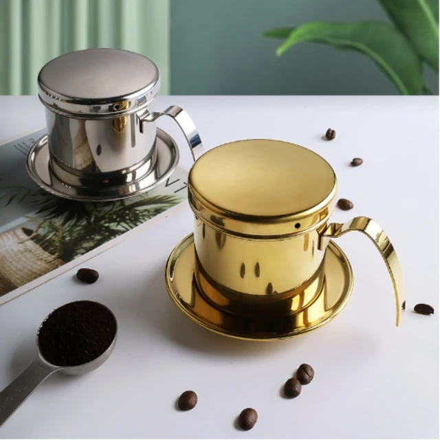 Vietnamese Pot 304 Stainless Steel Hand-pour Pot Drip Coffee Pot Hand Brewing Pot Filter Drip Filter Office Coffee Brewing Tool