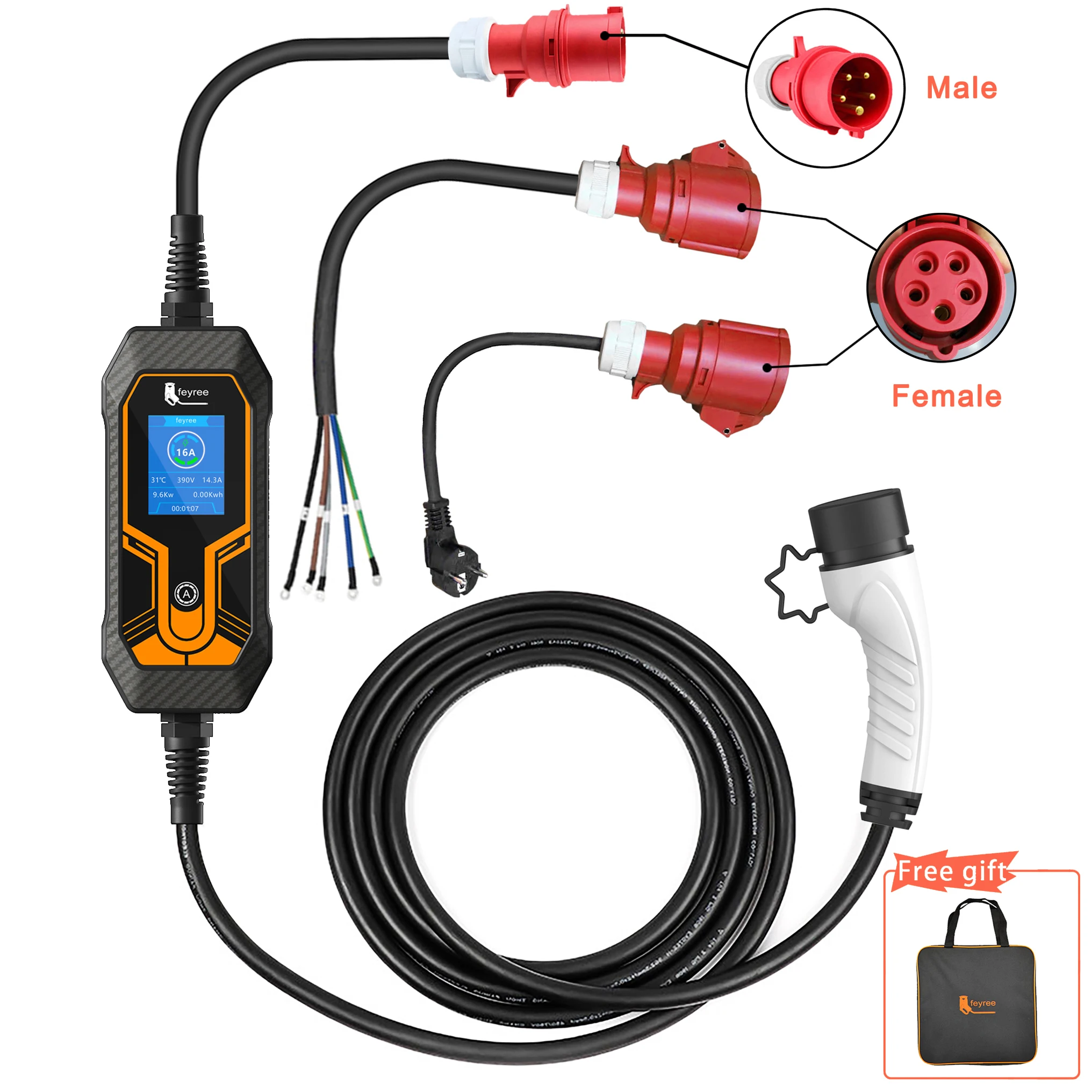 11KW 16A 3 Phase EV Portable Charger Type2 5M Cable EVSE Charging Box Electric Car Charger CEE Plug for Electric Vehicle 21 11KW 16A 3 Phase EV Portable Charger Type2 5M Cable EVSE Charging Box Electric Car Charger CEE Plug for Electric Vehicle 14