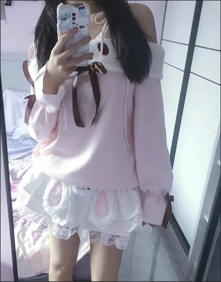 Pink Neko Sweatshirt - Cutecore Aesthetic photo review