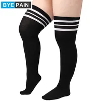 1Pair Plus Size Womens Thigh High Socks for Thick Thighs- Extra Long Striped Thick Over the Knee Socks- Leg Warmer Boot Socks 1