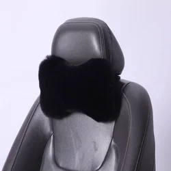 Plush Winter Car Seat Neck Rest Pillow for Warmth and Comfort (Black)