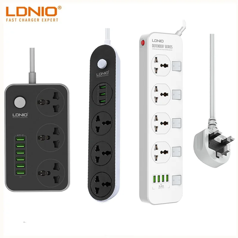 Ldnio Uk/ Us/ Plug Power Board Switch 4 Sockets 4 Usb Electrical Socket Board 2m Line Cable Surge Protector - Electrical Socket & Plugs Adaptors - AliExpress
