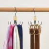 360° Rotating Storage Hanger Hook Multi-Claw Bag Metal Belts Rack Wooden Organizer For Bras Ties Scarves Household Closet Acces 1