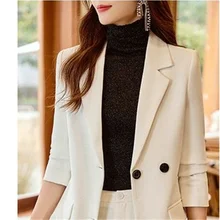  Work Blazers Women Fashion Elegant Casual Solid Color Long Sleeve Business Single Breasted Outerwear Spring Autumn New 