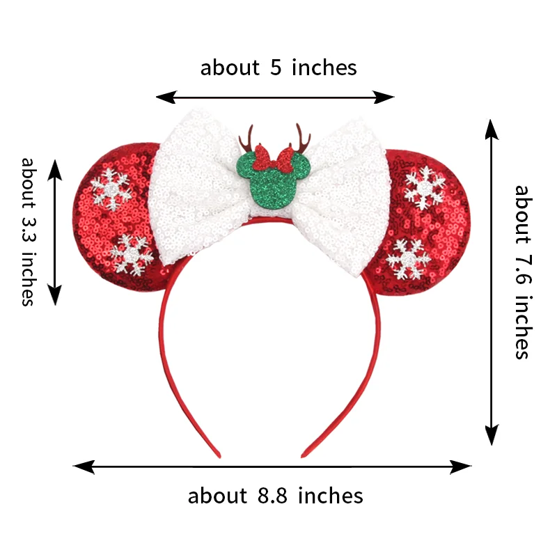 2026 Neue Weihnachts-Mausohren-Haarreife für Damen, Pailletten-Schleifen-Haarband, Weihnachtsfest-Cosplay, Mädchen-Party-Haaraccessoires, Geschenk für Frauen – Detail 4