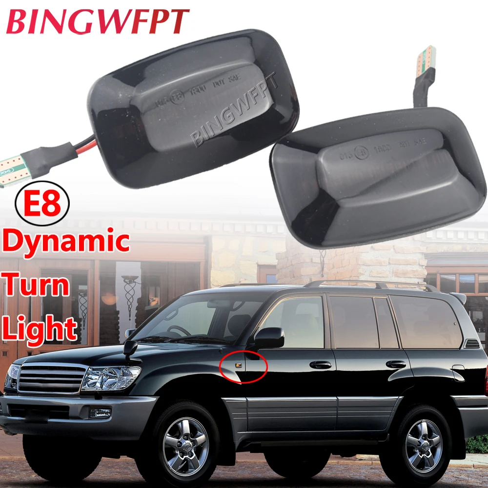 2X дымовая линза, динамический потоковый фонарь, указатель поворота, боковой маркер, лампа для Toyota Land Cruiser, Landcruiser 70, 80, 100, серия