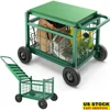 Heavy Duty Rolling Garden Cart with Seat 4-in-1 Ergonomic Design Garden Work Seat on Wheels Sturdy Metal Construction Easy 1