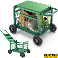 Heavy Duty Rolling Garden Cart with Seat 4-in-1 Ergonomic Design Garden Work Seat on Wheels Sturdy Metal Construction Easy 1