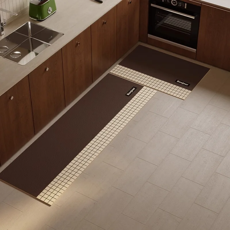 PVC Kitchen Floor Mat Scrubbed Oil-proof Waterproof Bathroom Runner Rug Scratch-resistant Wear-resistant Balcony Carpet 러그 Ковер