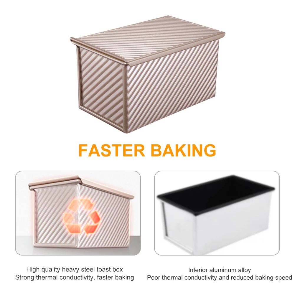 1PC 450g Rectangle Loaf Pan with Cover Bread Baking Mould Cake