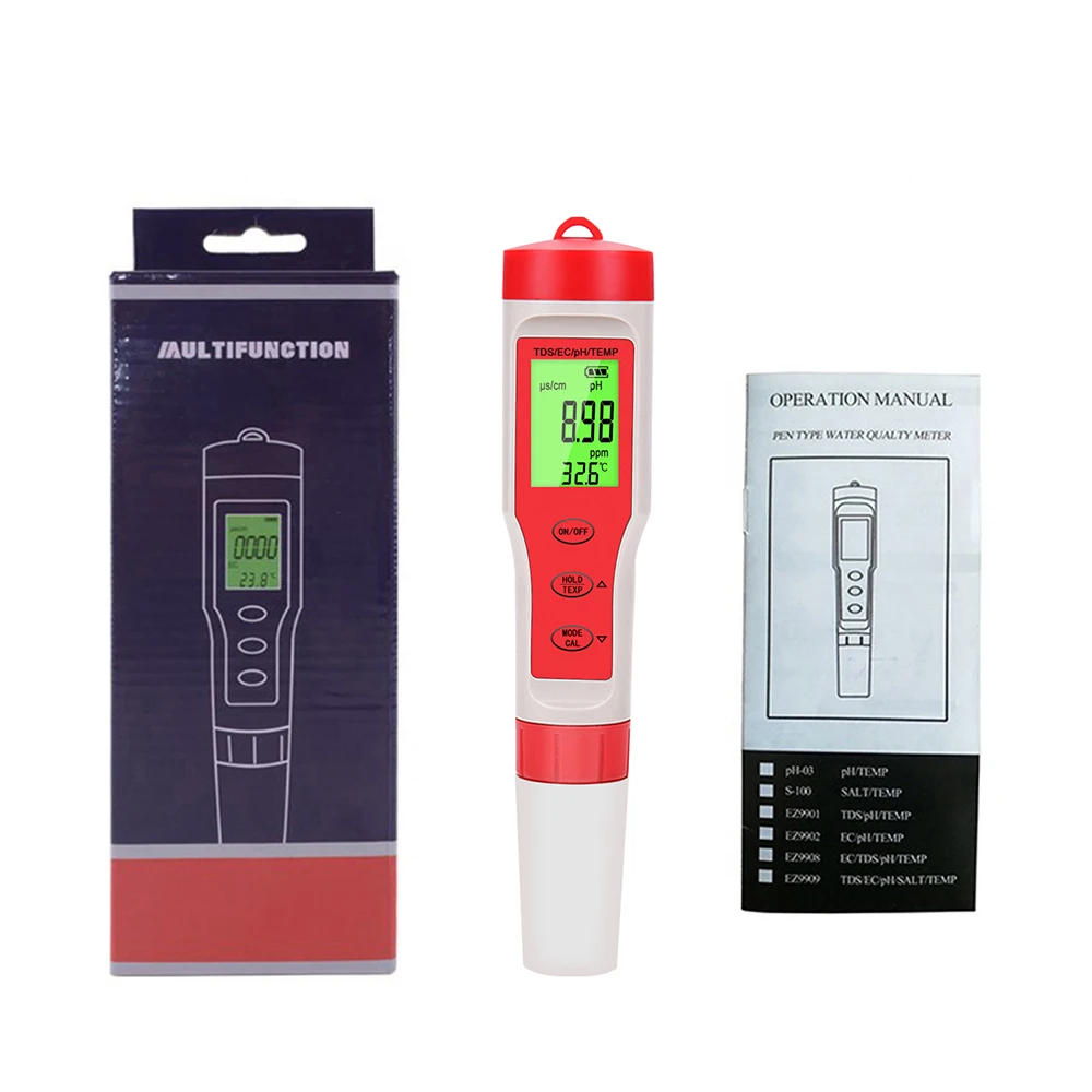 PH Meter Digital Display Color Screen 4 In 1 PH Tester PH EC TDS Temp