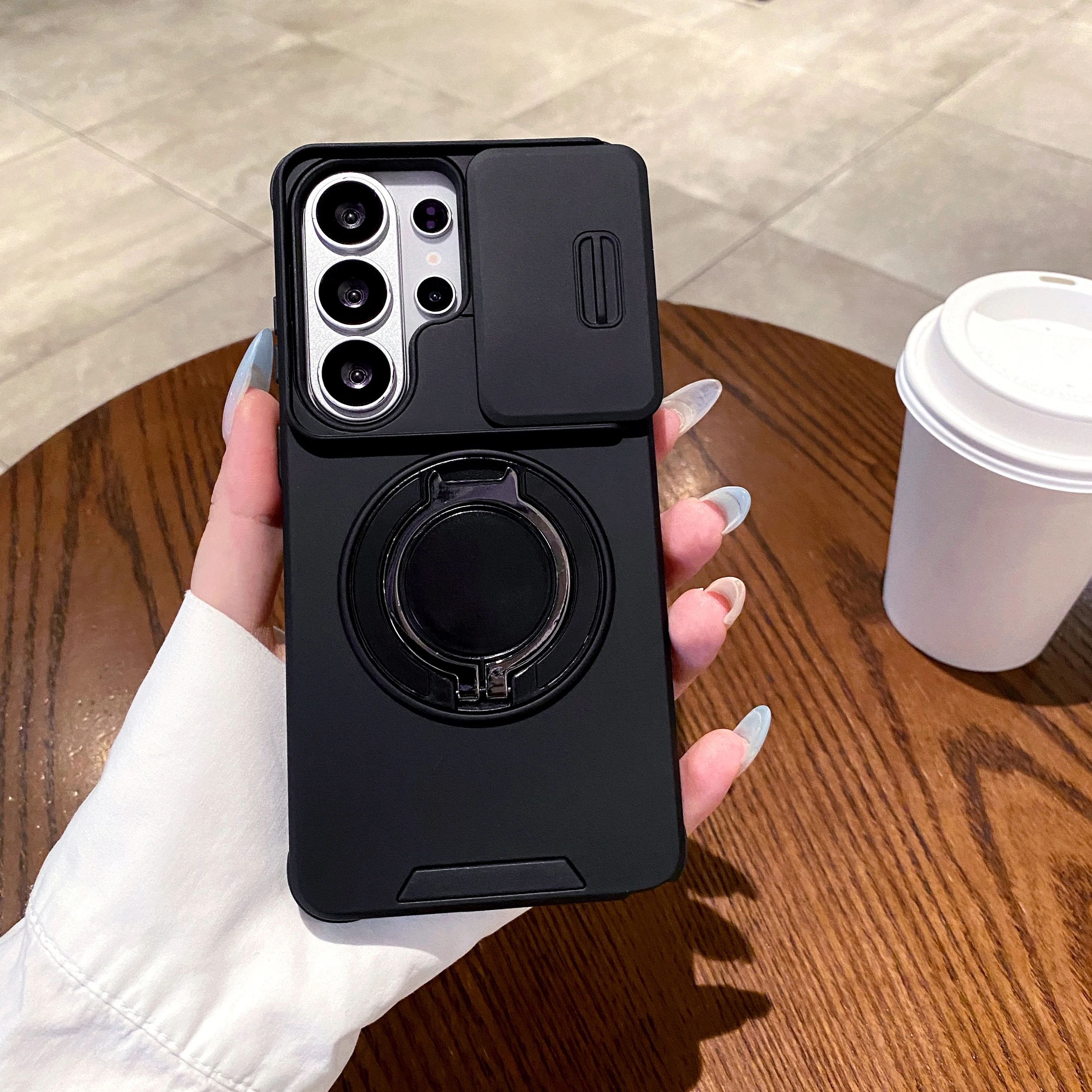 Magnetic Bracket Shockproof Armor Case with Slide Camera Protection