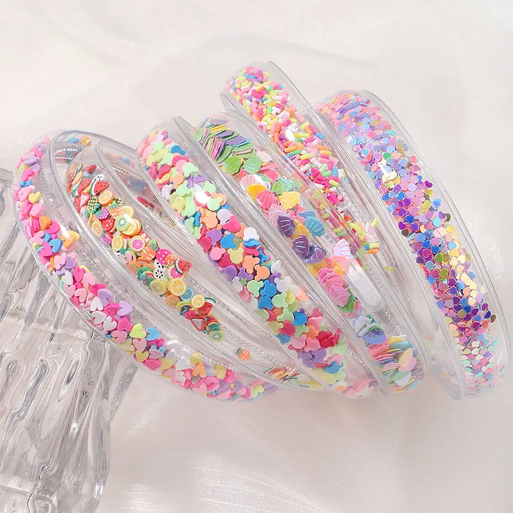 1pc Fashion Transparent Quicksand Headbands For Baby Kids Girls Glitter Sequin Hairbands Bezel Hair Hoops Hair Accessories Gift 5