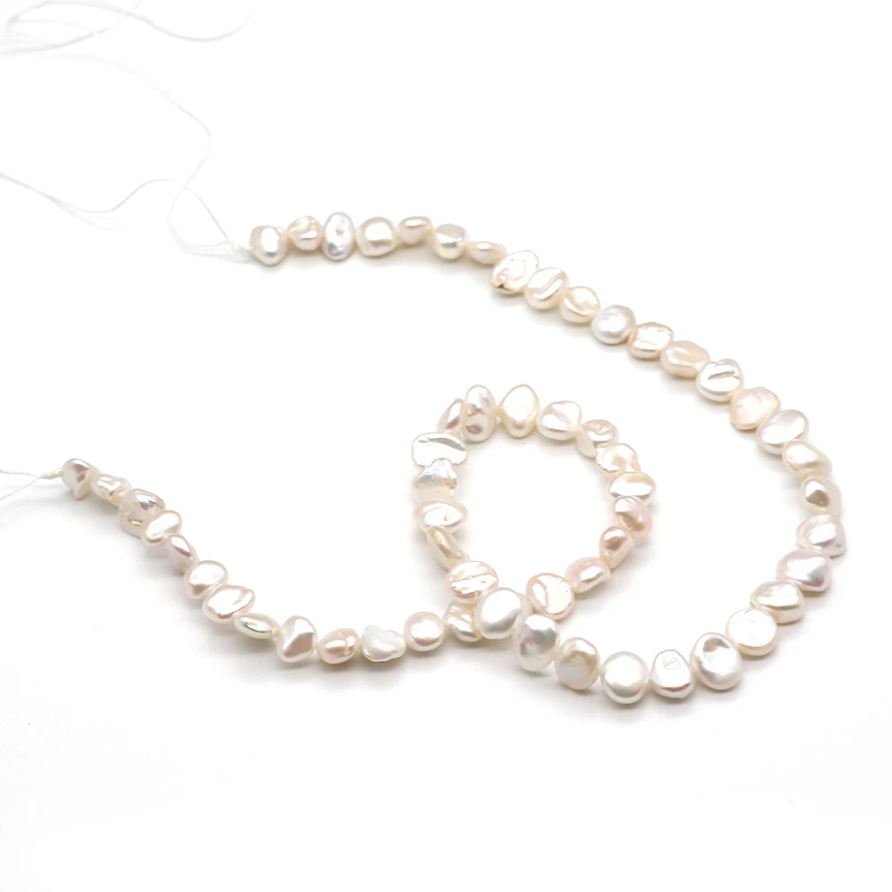 1 Strand 8-9mm Irregular Round Shaped Natural Freshwater Pearl Loose Beads DIY for Necklace Bracelets Earrings Regeneration Bead