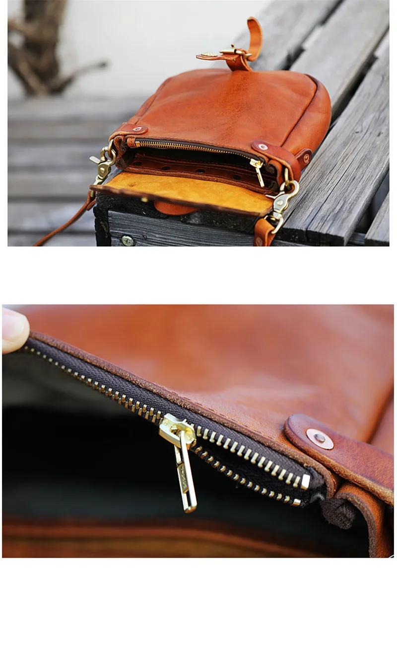 Vintage designer high quality genuine leather men's small mobile phone bag fashion casual luxury real cowhide shoulder bag