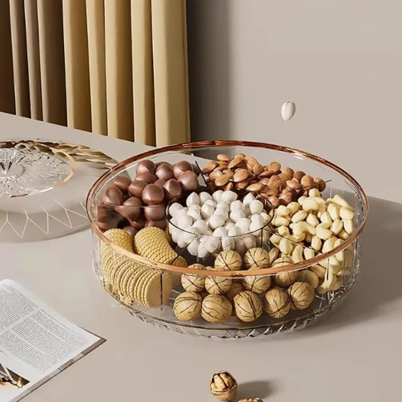 Snack Storage Box 360-degree Rotating Transparent Candy and Dried Fruit Storage Box Home Snack Tray Desktop Decor storage box storage tray rotating storage organizer