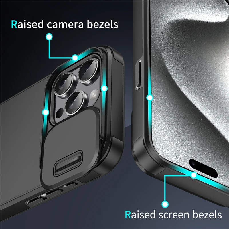 Luxury Slide Camera Protection Shockproof Armor Matte Phone Case Cover