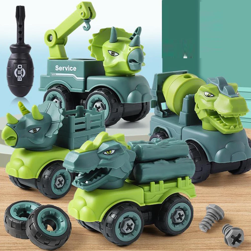 Truck Take Apart Toys Playset Toys Dinosaur Cars for 3 4 5 6 7 8 Years Old Boys Transport Vehicles for Kids DIY Building Block