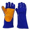 Welding Gloves 14 Inch Long Sleeves Gloves Blue Heat/Fire Resistant Leather For Stick,Mig,Tig, BBQ,Grill,Fireplace,Wood Stove 1
