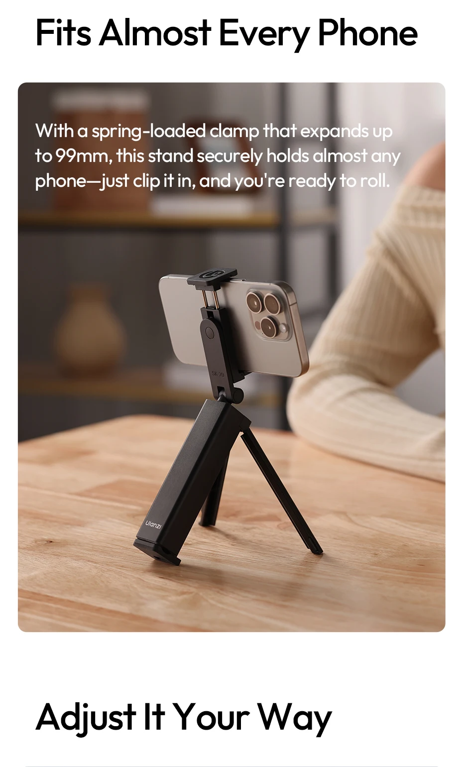 SK-20 Portable Travel Phone Holder Tripod for Mobile Phone Foldable Selfie Holde